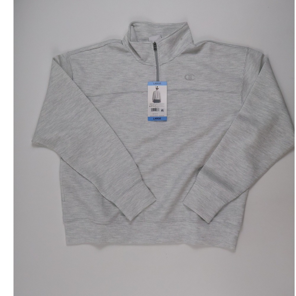 Champion Air Layer Rib 1/4 Zip Pullover Heather Gray Large NWT